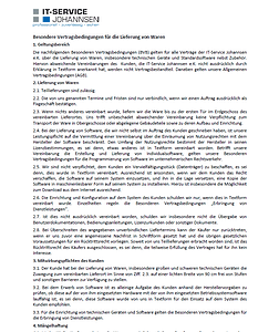 besondere vertragsbedingunge fuer die lieferung von waren AGB